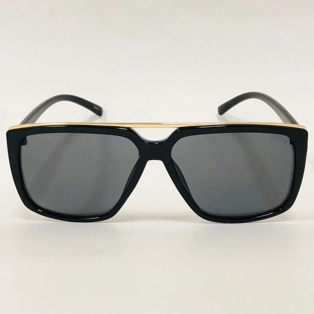 Sunglasses Men's‎ Square Frame Black Gold Bar Fashion Street Wear Hip Hop Lentes